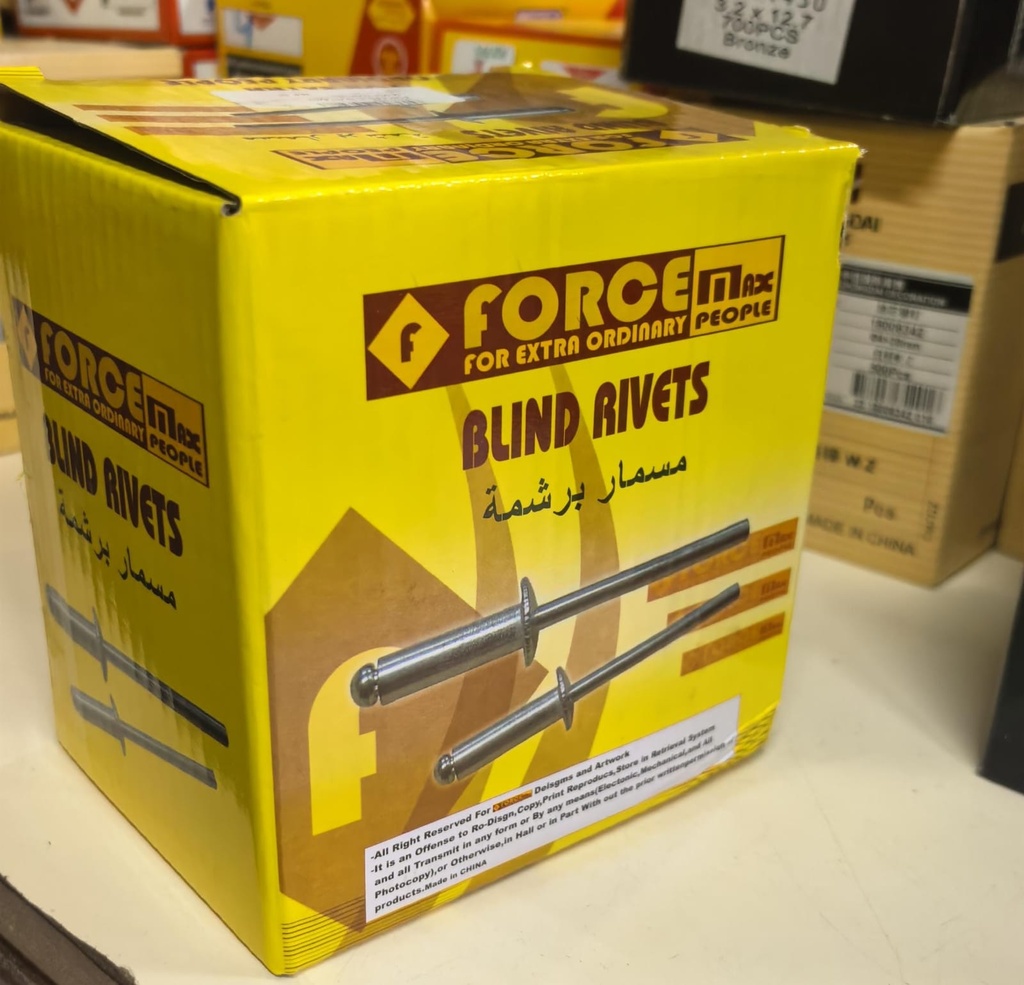 FORCE BLIND RIVET 4.0X16 SILVER (500PCS) -CHINA  (