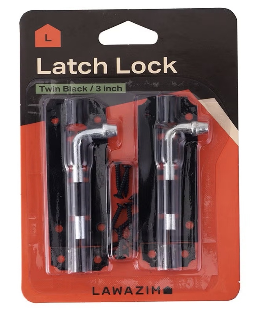 LAWAZIM LATCH LOCK TWIN BLACK 3" K11017