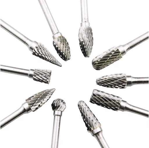 [ 10PCS قطع الملف الدوار ]  10PCS CARBIDE DOUBLE CUTTING ROTARY FILE -CHINA 
