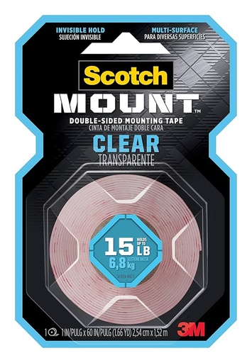 [ تيب لزق ]  3M SCOTCH DOUBLE-SIDED MOUNTING TAPE CLEAR 15LB 6.8KG - USA 
