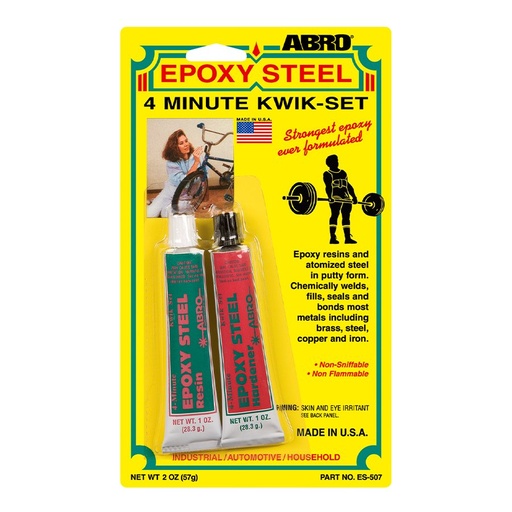 [إيبوكسي أبرو سريع التثبيت للحديد  -  USA]  ABRO EPOXY STEEL 4 MINUTE KWIK SET - U.S.A 