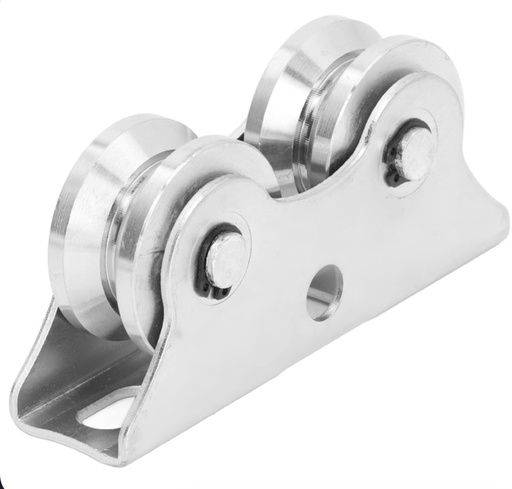 [ 50 - كفر سحاب حديد ]  BMB SLIDING WHEEL SILVER DOUBLE BASE V SHAPE 50MM -CHINA 