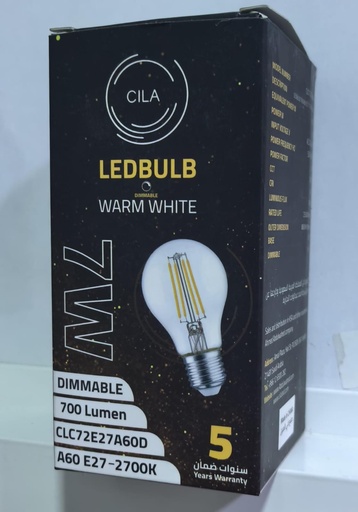 [ CLC72E27A60D - لمبة بلب ليد ]  CILA LED BULB 7W 220-240V WARM WHITE 