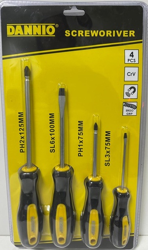[ طقم مفك براغي ]  DANNIO 6PC SCREW DRIVER SET BLACK+YELLOW HANDLE 