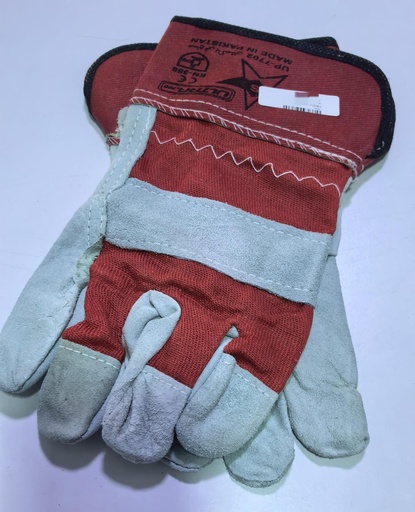 ENCORE/SARA IMPEX HAND GLOVES LEATHER YELLOW/RED H/DUTY - PAKISTAN