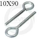[ 10X90 - عرافة الترباس ] HOOK & EYE BOLT GI ClOSED - (10X90)