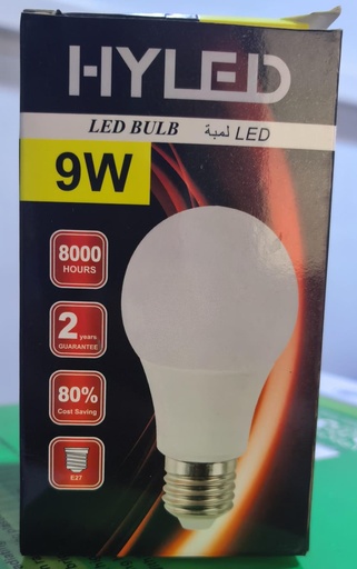 [  لمبة ليد 9وات 220 فولت ]  HYLED LED BULB 9W 220V 6500K WHITE 