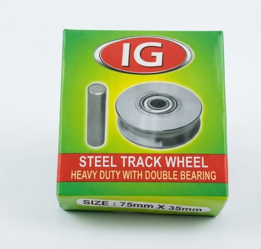 [ 80MM - كفر سحاب حديد ]  IG SLIDING DOOR WHEEL BOLT TYPE  U SHAPE 75X35MM -CHINA 