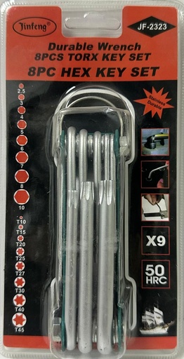 [ JF-2323 ]  JINFENG 8PCS TORX KEY SET DURABLE WRENCH - JF-2323 