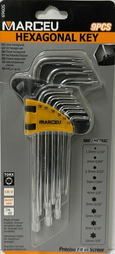 [50969]  MARCEU HEXAGONAL KEY SET-9PCS LONG 1.5MM-10MM-CHINA 