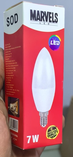 [ لمبة7W LED صفراء ]  MARVELS LED BULB 7W 3000K - QBUL007 