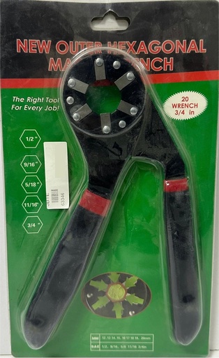 [ مفتاح ربط سحري سداسي ]  NEW OUTER HEXAGONAL MAGIC WRENCH 8" 3/4 -CHINA 