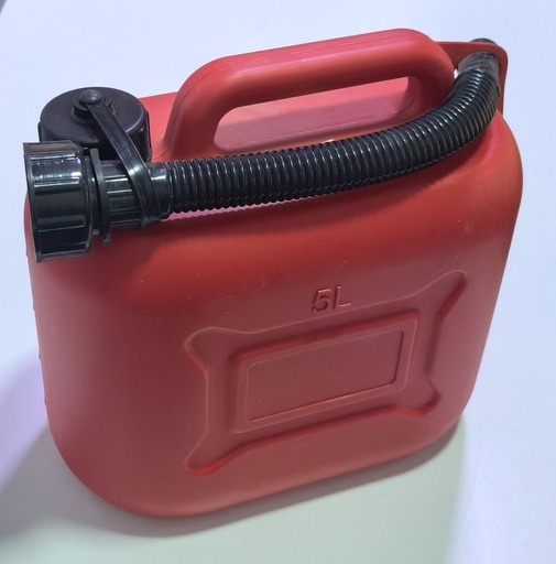 [ علبة بنزين حمراء بخرطوم ]  PETROL CAN RED WITH HOSE 5LTR-CHINA 
