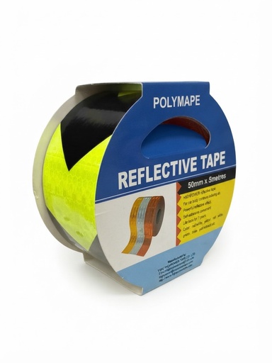 [ PL-1395 - شريط عاكس فسفوري ]  POLYTAPE REFLECTIVE TAPE 2" 50MMX5MTR - (BLACK & GREEN) 