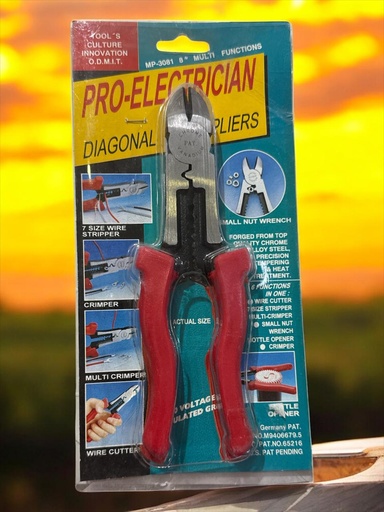  PRO-ELECTRICIAN DIAGONAL WIRE STRIPPER PLIER 8" - TAIWAN 