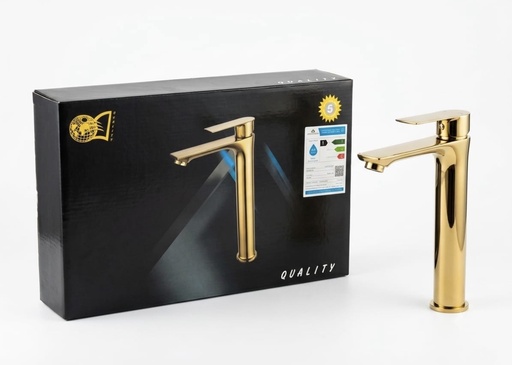 [ 102430012G خلاط مغسلة ]  QUALITY BASIN MIXER GOLD LONG - 102430012G 