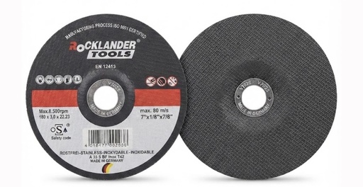 [ 7" -  ديسك قص الحديد ]  ROCKLANDER CUTTING DISC S.STEEL 7" (180X3X22.23) 