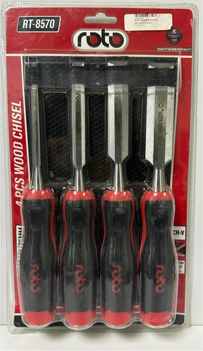[ RT-8570 ازميل خشب ]  ROTO 4PCS WOOD CHISEL SET (1/4"-1/2"-3/4"-1") 6X25MM 