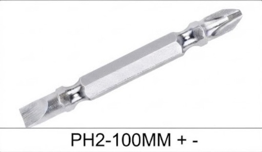 [ طقم رؤوس طرفين ]  SCREW DRIVER BIT PH2-100MM + - (BIG) YDS 
