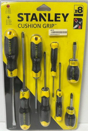 [  حديديCUSHION  قبضة برغي مفك10PCS  قطع- 2-65-005 ]  STANLEY CUSHION GRIP SCREW DRIVER 8PCS SET - 0-65-011 
