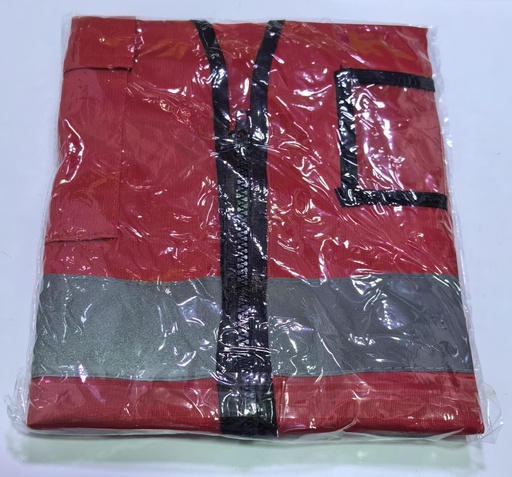 [ جاكيت سلامة ]  SWAN SAFETY JACKET POLYESTER REFLECTIVE RED/GRAY- EN471 