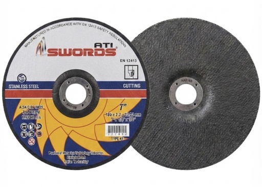 [ 7" -  ديسك قص الحديد ] SWORDS CUTTING DISC STAINLESS STEEL 7" 180X3.2X22MM - ATI