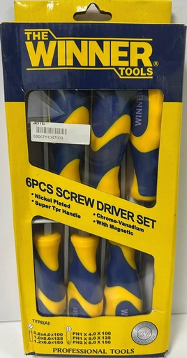 [ WATSC01 مجموعة مفك البراغي ]  THE WINNER 6PCS SCREW DRIVER SET (-) (+) -CHIHNA 