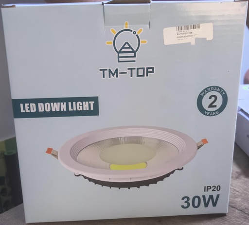 [ COB-PL-30/T-DL-TTTD-30 - كشاف 30 واط ]  TM-TOP LED COB DOWNLIGHT 30W 220V WHITE 6500K -T-DL-TTD-30 