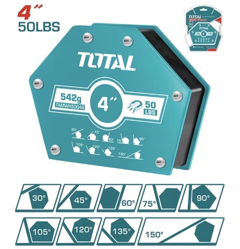 [ TAMWH50046 - حامل لحام مغناطيسي متعدد الزوايا ]  TOTAL MAGNETIC WELDING HOLDER 4" 50LBS - TAMWH50046 
