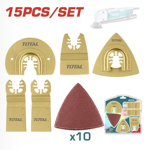 [ TAKTMT1502 - تقم غيار صاروخ ]  TOTAL MULTI TOOL BLADE 15PCS SET - TAKTMT1502 