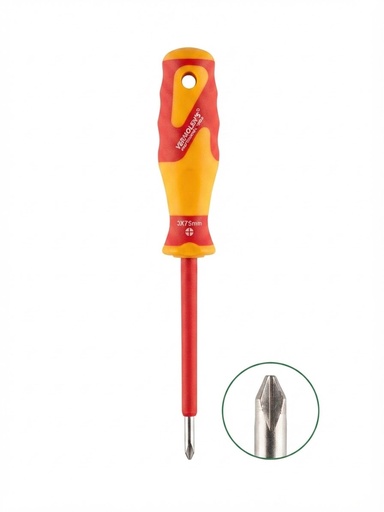[ 3X75MM   برغي مفك قطع ]  VERMOLEN'S INSULATED SCREW DRIVER RED/YELLOW (+) 3MMX75MM 