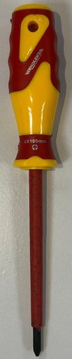 [ 4X100MM   برغي مفك قطع ] VERMOLEN'S INSULATED SCREW DRIVER RED/YELLOW (+) 4MMX100MM