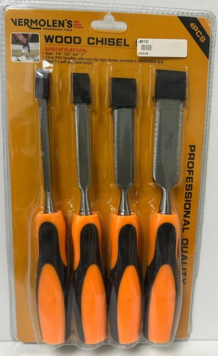 [ ازميل خشب ]  VERMOLEN'S WOOD CHISEL 4PCS SET (1/4"-1/2"-3/4"-1") 