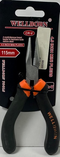 [ 4.5" - زرادية ]  WELLBORN LONG NOSE PLIER MINI 4.5" BLACK HANDLE 