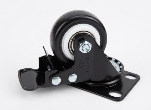[ 50MM 2" - كفر اسود ربر فرملة ]  WHEEL BLACK RUBBER BREAK 2" 50MM - KIT/STRONG 