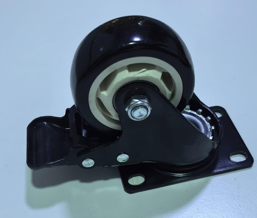 [ 75MM 3" - كفر اسود ربر فرملة ]  WHEEL BLACK RUBBER BREAK 3" 75MM - JIALILE/KIT/STRONG 