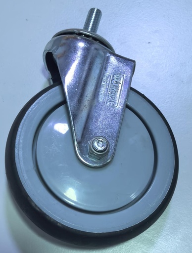 [ 125MM 5" - كفر رمادي ربر متحرك ]  WHEEL GRAY RUBBER BEARING BOLT TYPE 5" 125MM - SPEED 