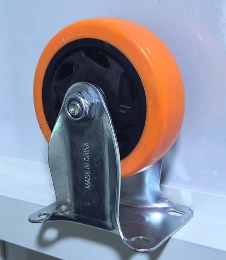 [ 4" - كفر برتقالي ربر شابت ]  WHEEL ORANGE RUBBER FIX 4" 100X32 