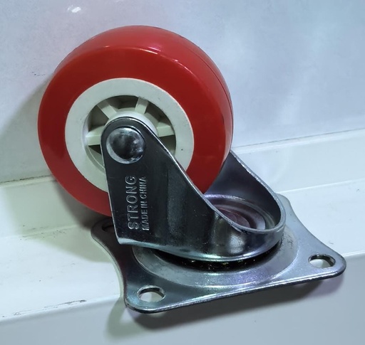 [ 2" - كفر احمر ربر متحرك ]  WHEEL RED RUBBER BEARING 2" 50X21 -STRONG 