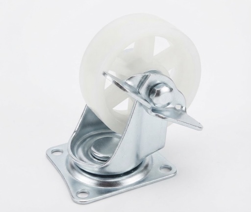 [ 2" - كفر ابيض بلاستيك فرمة ]  WHEEL WHITE PLASTIC 2" BREAK TYPE (NO-196) - 20003231 