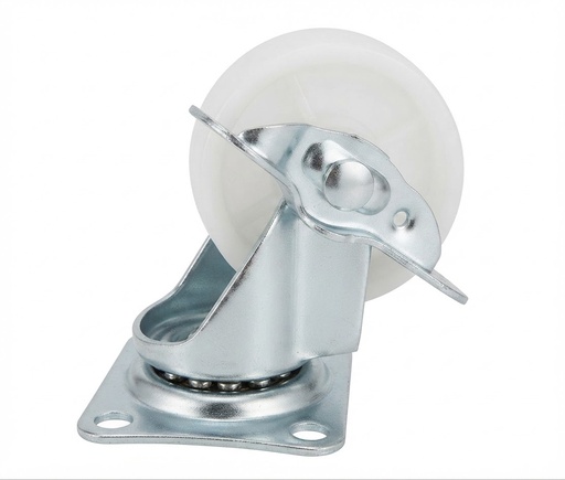 [ 2.5" - كفر ابيض بلاستيك فرمة ]  WHEEL WHITE PLASTIC 2.5" BREAK TYPE 