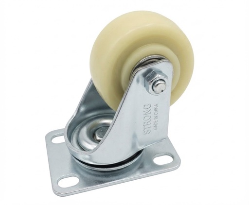 [ 2" - كفر ابيض متحرك ]  WHEEL WHITE RUBBER 2" BEARING TYPE - STRONG 