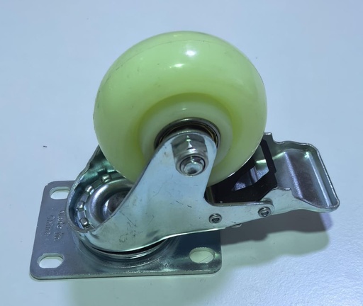 [ 3" - كفر ابيض ربر فرامل ]  WHEEL WHITE RUBBER 3" BREAK TYPE - SPEED/BMB 