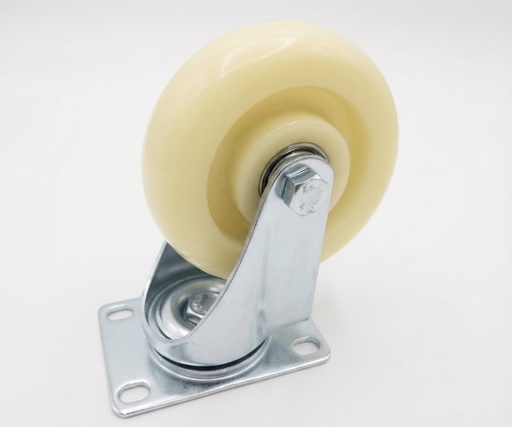 [ 4" - كفر ابيض ربر متحرك ]  WHEEL WHITE RUBBER 4" BEARING TYPE - SPEED/STRONG 