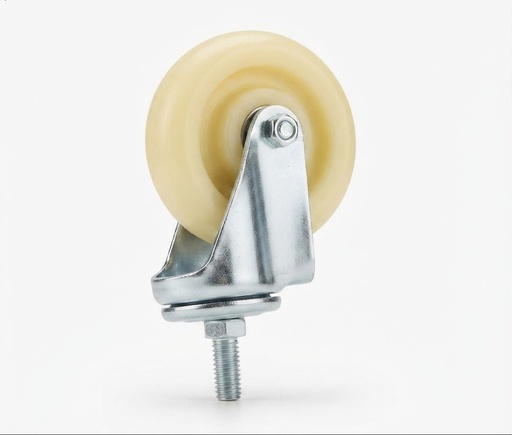 [ 4" - كفر ابيض ربر شابت ]  WHEEL WHITE RUBBER 4" BOLT BEARING TYPE - KIT/STRONG/WORKABL 