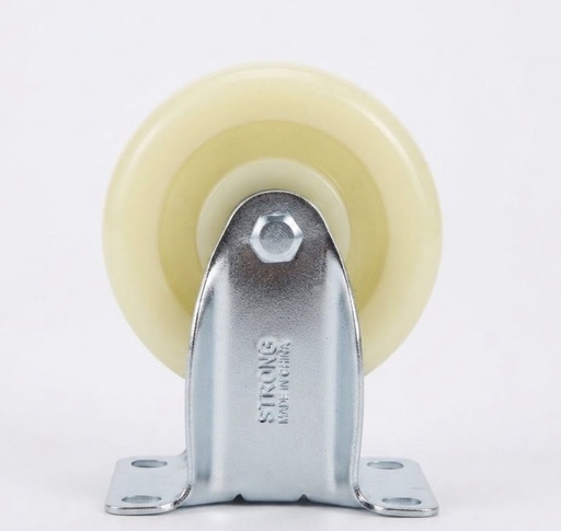 [ 4" - كفر ابيض ربر شابت ]  WHEEL WHITE RUBBER 4" FIX TYPE 