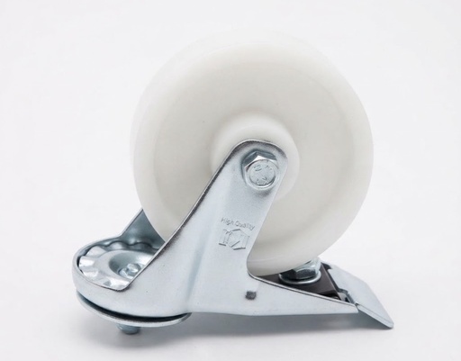 [ 4" - كفر ابيض ربر فرمتة ]  WHEEL WHITE RUBBER LIGHT DUTY 4" BREAK TYPE - KIT 