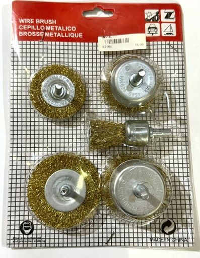 [  ]  WIRE BRUSH 5PCS BRASS COATED 