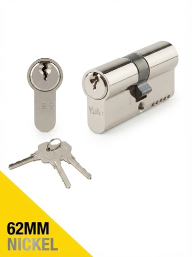  YALE DOOR CYLINDER LOCK NICKEL 62MM - ITALY 
