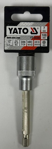 [YATO CR-V 7MM  مقبسSHORT - YT-04393]  YATO HEX SOCKET ADAPTER 1/2" 7MM LONG - YT-04393 